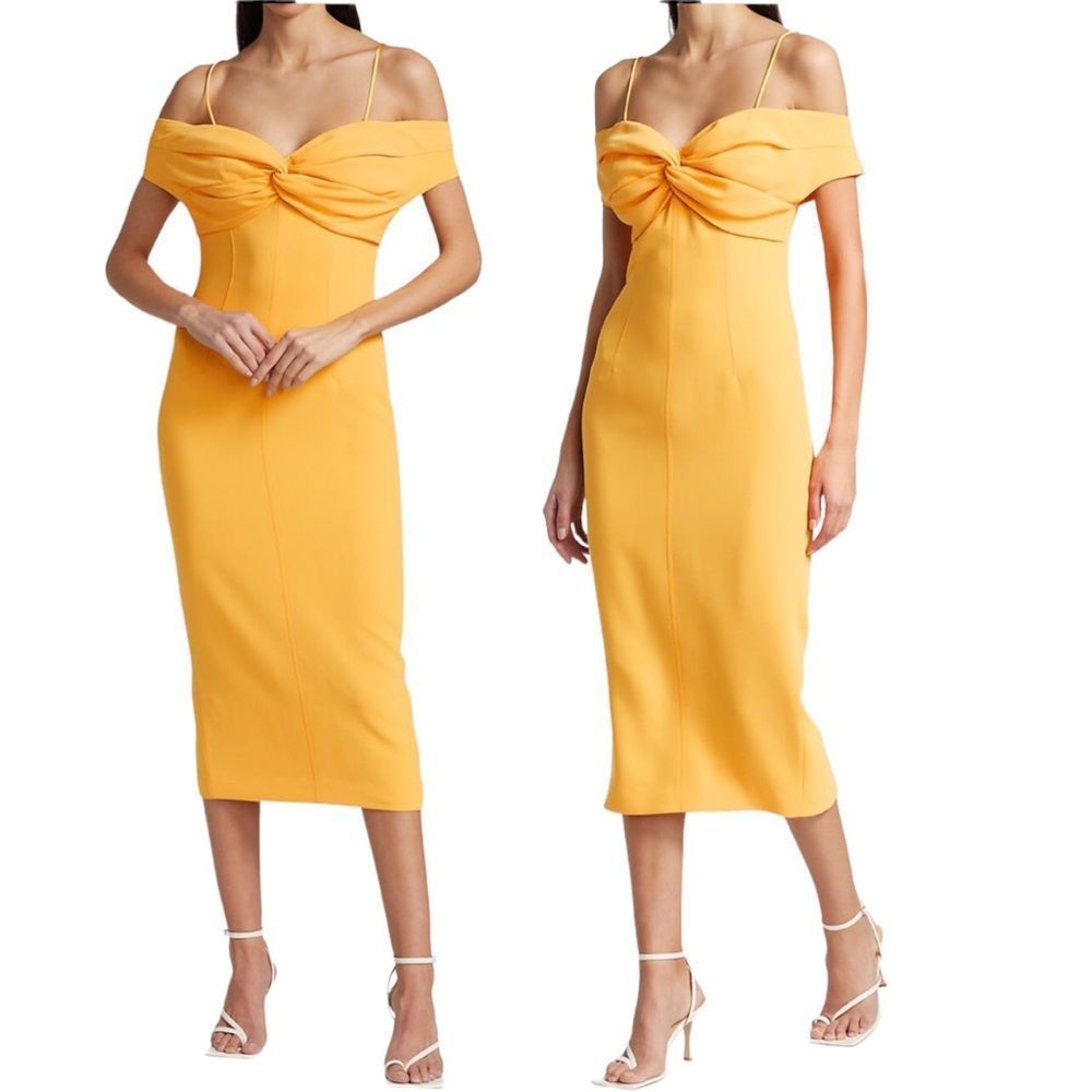 Cinq Sept Jody Cold-Shoulder Cocktail Midi Dress Bnwt